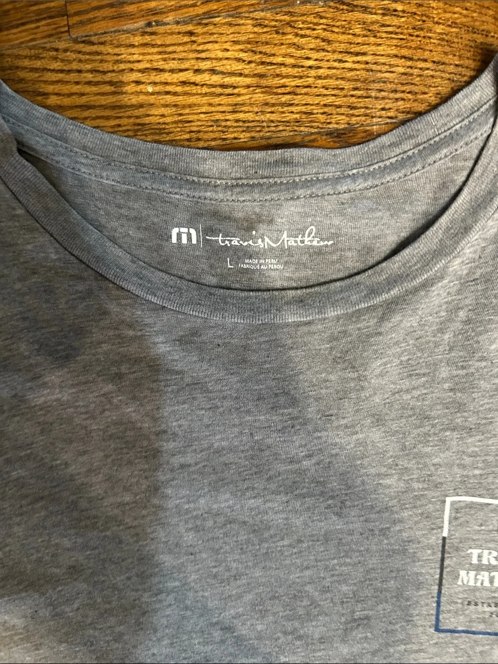Travis Mathew Heather Gray Short Sleeve Crew Tee with Chest Square Logo - Picture 3 of 4
